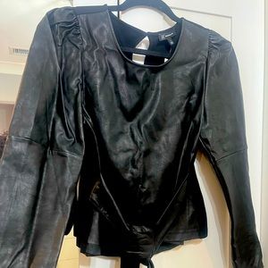 Leather long sleeve top